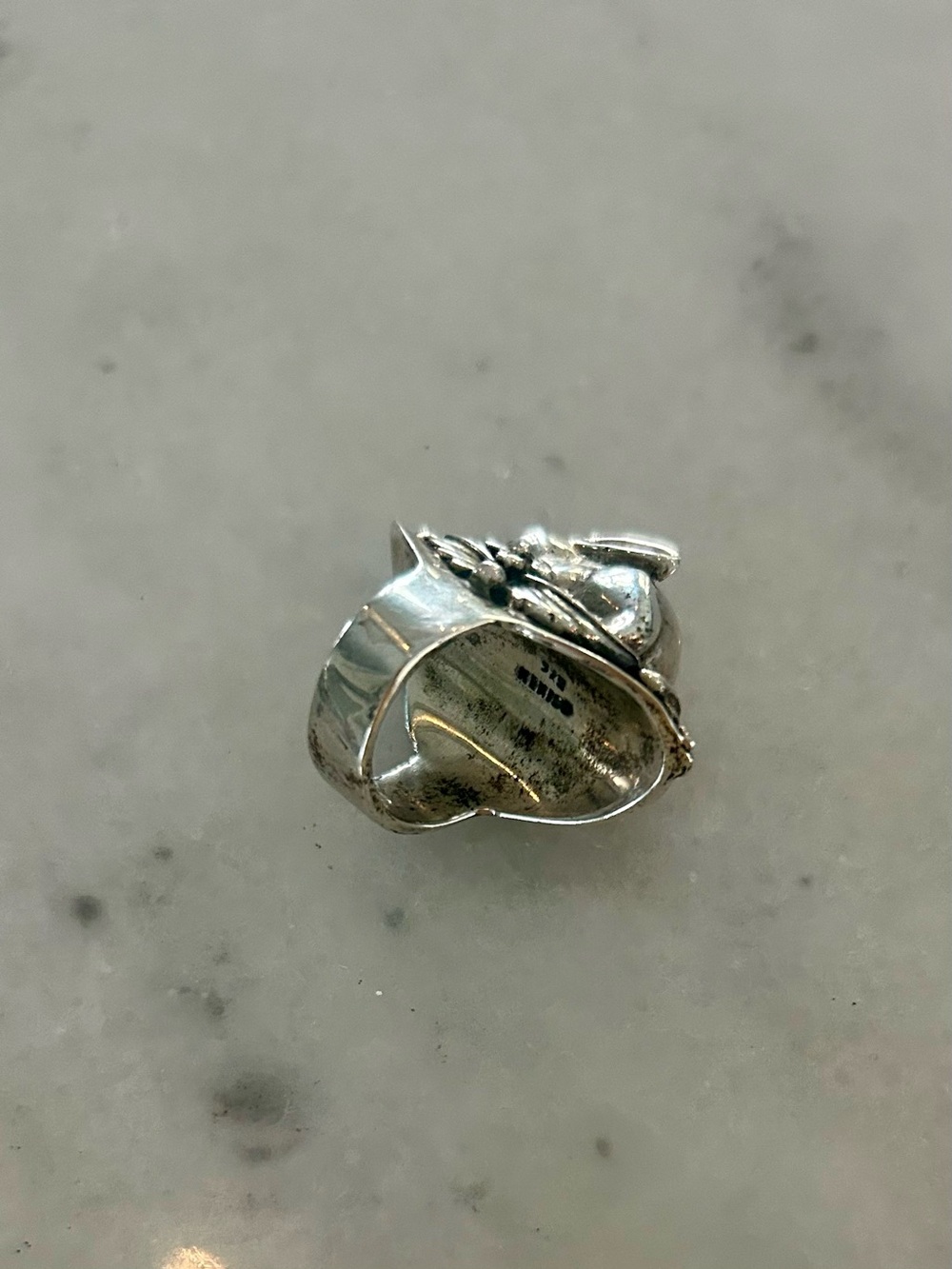Sterling Silver 3D Bunny Rabbit Floral Sculptural Statement Ring Sz 7.5 Vintage! - Picture 8 of 13